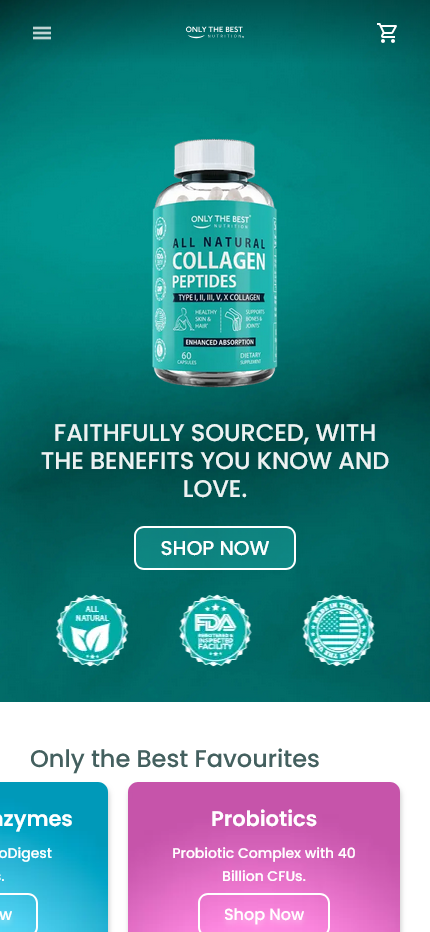 Only The Best Nutrition mobile screenshot