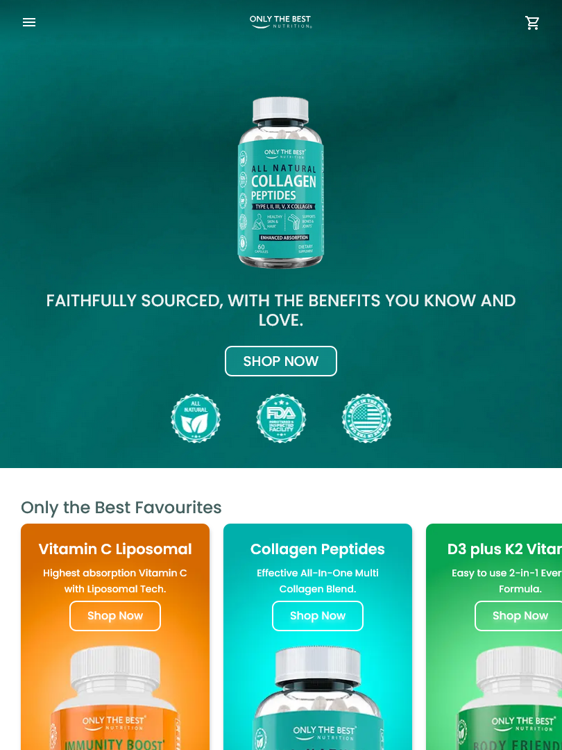 Only The Best Nutrition tablet screenshot